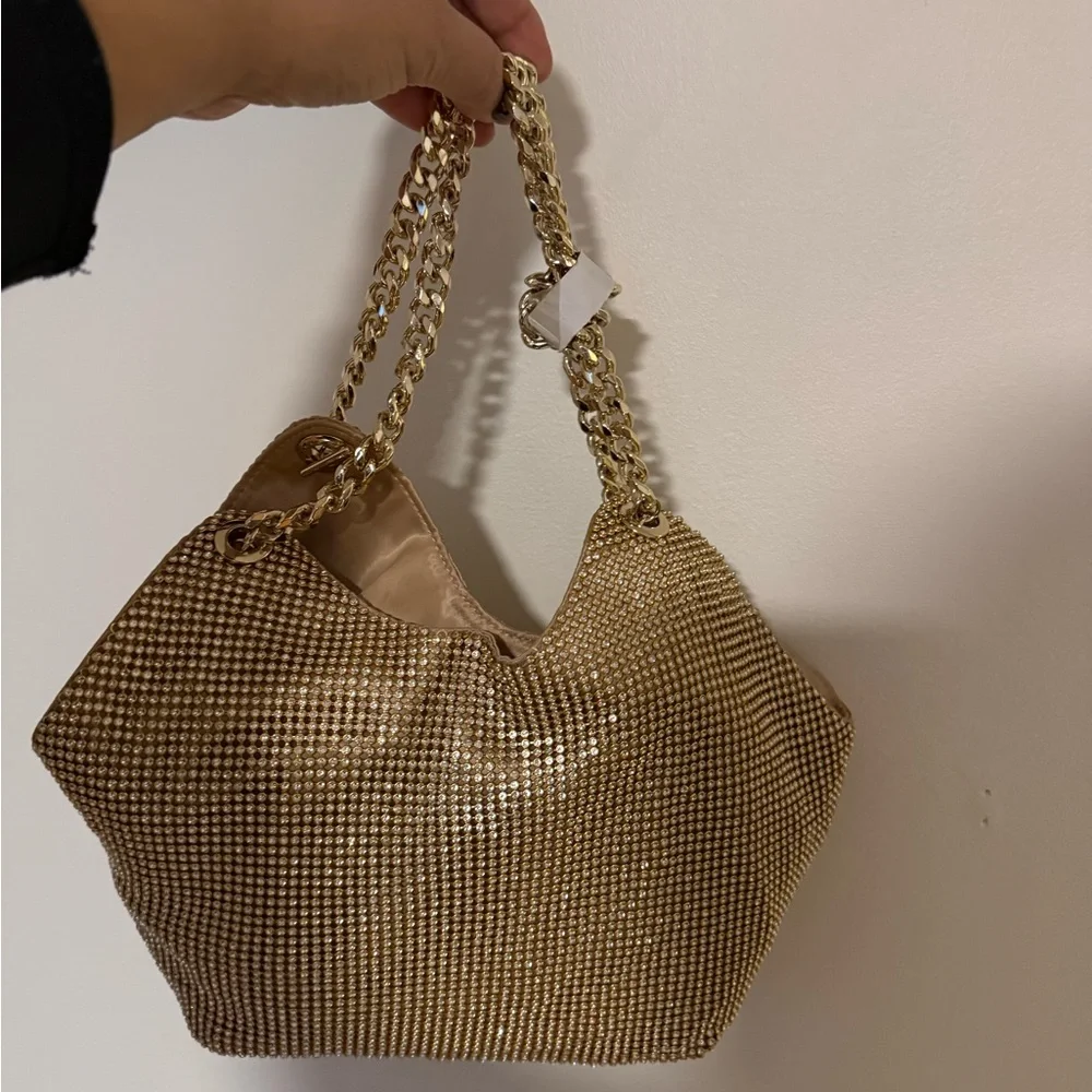 NWT Zara Gold Rhinestone Mini Tote - Picture 4 of 8